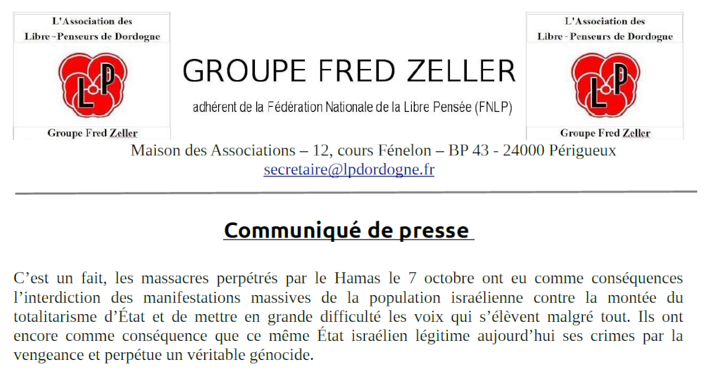 Communiqué du groupe Fred Zeller (20 novembre 2023)